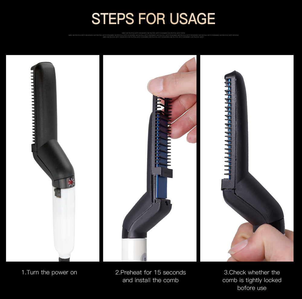 Multifunctional Hair Comb Brush Beard Hair Straighten Comb Quick Hairstyle For Men
