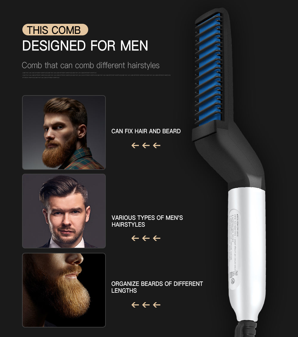 Multifunctional Hair Comb Brush Beard Hair Straighten Comb Quick Hairstyle For Men