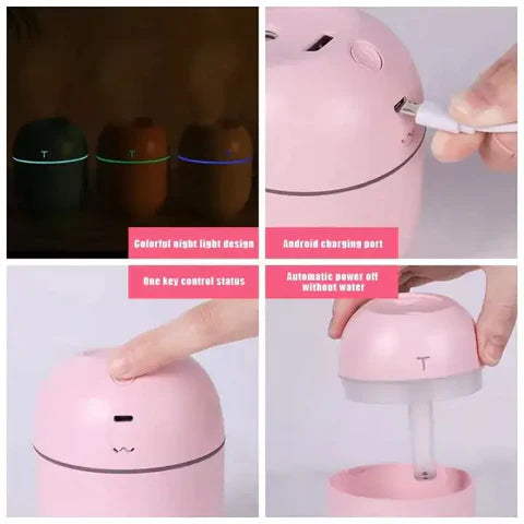 NANO SPRAY AIR HUMIDIFIER WITH LIGHTS USB MUTE AIR DIFFUSER LOTION FOR COUNTERTOP CUTE MINI PORTABLE ATOMIZER GIFT