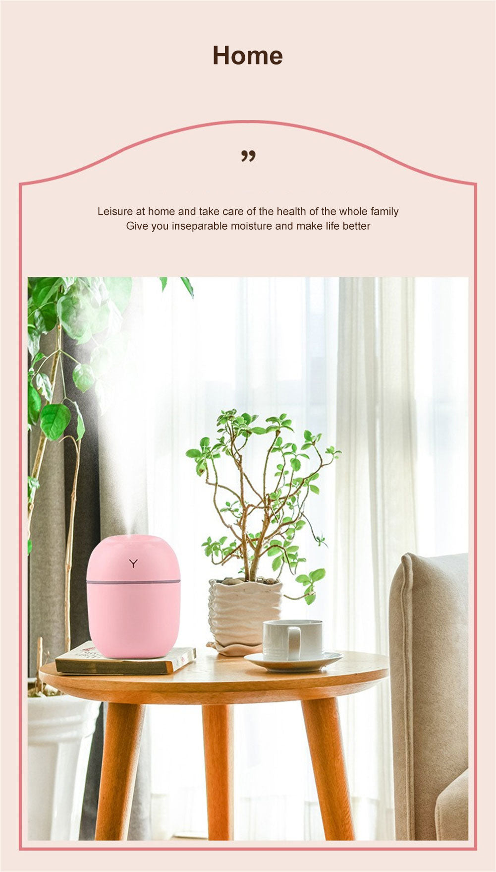 NANO SPRAY AIR HUMIDIFIER WITH LIGHTS USB MUTE AIR DIFFUSER LOTION FOR COUNTERTOP CUTE MINI PORTABLE ATOMIZER GIFT